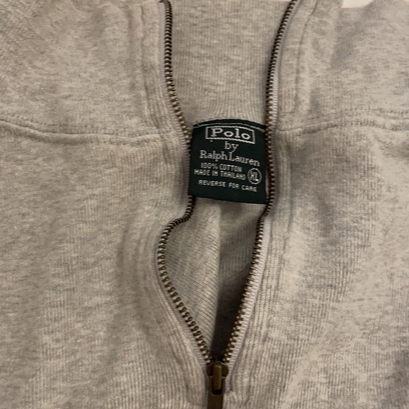 VTG Polo by Ralph Lauren Gray Sweatshirt Raised Felt Lettering USA Flag XL - Picture 4 of 15